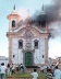 Vista da fachada no dia do incêndio
