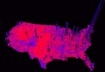Maiores densidades urbanas estão diretamente ligadas a maior diversidade cultural e liberalismo ideológico: em azul, metrópoles que votaram nos democratas; em vermelho, cidades republicanas [Princeton University]