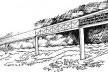 A ilustração acima mostra a possibilidade de utilizar uma tecnologia desenvolvida para a ponte rodo-ferroviária , transposta para uma situação de ponte em terreno firme, portanto com menos dificuldade de execução. Os pilares espaçados de 100 em 100 metros
