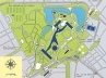 Mapa do Parque Ibirapuera, com desenho da marquise em azul escuro