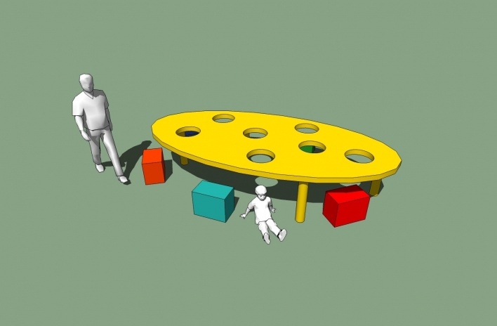 Modelo 3D - Mesa-Bola Grande<br />Imagem dos autores do projeto
