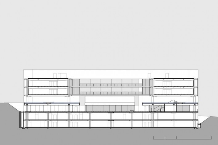 Sede do Sebrae Nacional, corte transversal, Brasília DF, 2010. Arquitetos Alvaro Puntoni, Luciano Margotto, João Sodré e Jonathan Davies