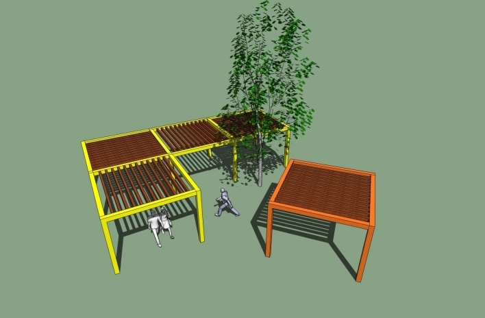 Modelo 3D - Pérgola-Mesa<br />Imagem dos autores do projeto