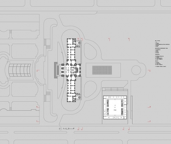 Ampliação do Museu Paulista da USP (Museu do Ipiranga), planta primeiro pavimento. Arquitetos Eduardo Colonelli e Silvio Oksman, 2008<br />Imagem escritório