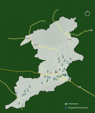Mapa Praça-Escola e Equipamentos de Educação<br />Imagem dos autores do projeto