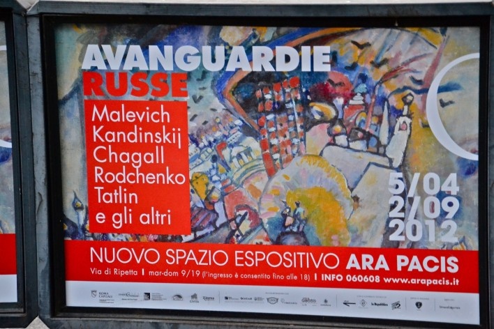 Contaminations, advertising about the Russian vanguard exibition in the urban center of Rome<br />Foto Fabio José Martins de Lima 