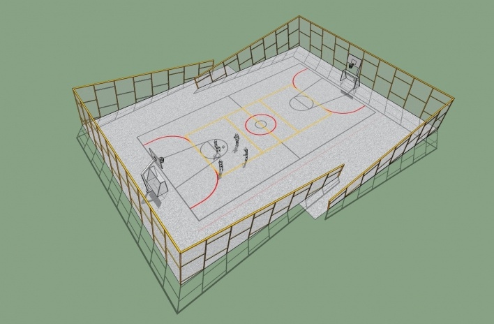 Modelo 3D - Quadra<br />Imagem dos autores do projeto