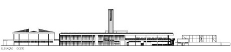 SESC Araraquara. Elevação oeste<br />Imagem dos autores do projeto 