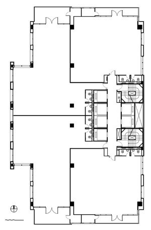 Planta tipo do Edifício de Conjuntos Comerciais<br />Imagem dos autores do projeto
