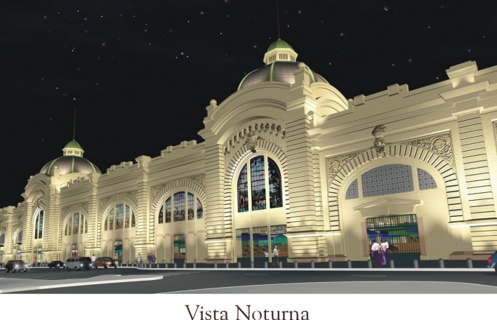 Mercado Municipal. Vista noturna<br />Imagem do autor do projeto