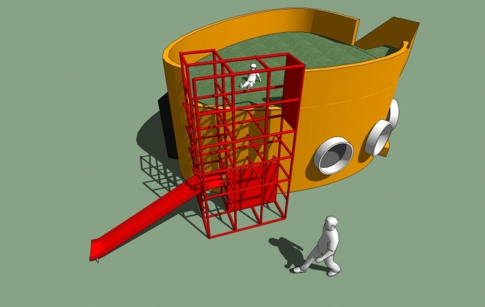 Modelo 3D - Midiateca 1<br />Imagem dos autores do projeto