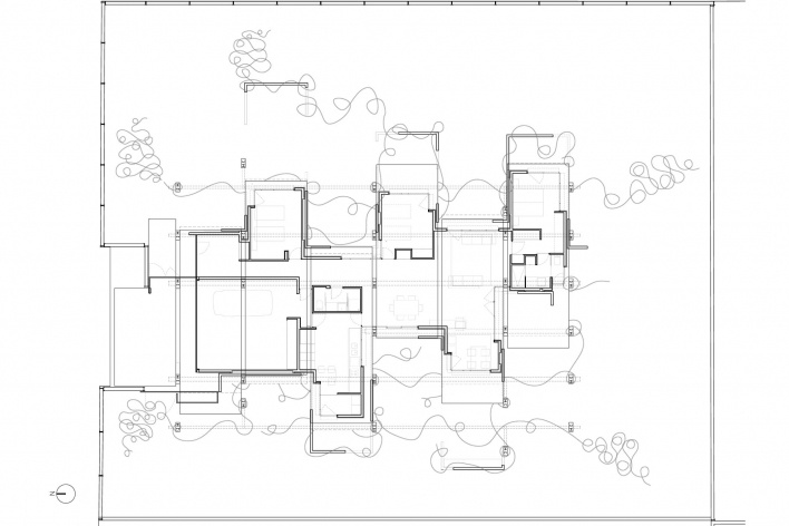 Casa Jardí 03, planta térreo, Igualada, Barcelona. Arquitetos Manuel Bailo e Rosa Rull, 2007<br />Imagem equipe