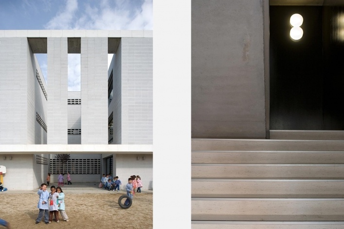 CEIP Ferrer i Guardia, vistas externas, Granollers. Arq. Jordi Badia, 2006<br />Foto Pedro Pegenaute