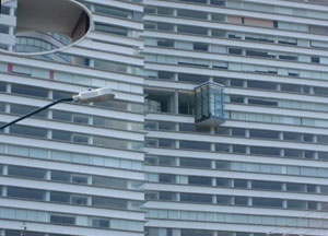 Arquitectura de contraste Detalle, Centro financiero Santa Fé. México D.F [Arq. Oscar Galicia]