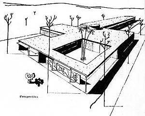 Perspectiva externa. Residência número “2”, Eduardo Corona. Acrópole nº 210, 1956
