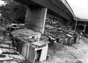 Favela sob viaduto<br />Foto Fábio Costa