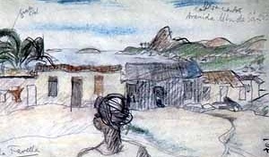 A Favela, desenho catalogado como “carnet b4-287” na FLC, Rio de Janeiro RJ. Le Corbusier, 1929 [Le Corbusier e o Brasil. São Paulo, Tessela / Projeto, 1987]