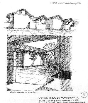 Proyecto de viviendas para refugiados del pueblo saharaui en Nouakchott, Mauritania. Bóvedas de yeso. Investigación y diseño Carlos González Lobo [Carlos González Lobo]