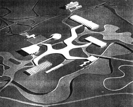   Foto da Maquete do projeto definitivo para o Parque, aprovado em 1953. Autor: Oscar Niemeyer e grupo [Acervo Divisão de Iconografia e Museus – DPH/SMC/PMSP].