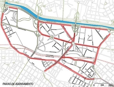 Figura 10 – Operação Urbana Água Branca. Ordenamento urbanístico, solo privado: faixas de adensamento proposto