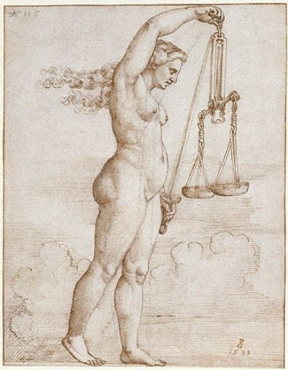 Alegoria da Justiça, 1553<br />Desenho de Georg Pencz 