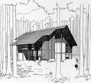 Residência Roberto Schuster, Manaus, 1978, Arquiteto Severiano Porto<br />Desenho do arquiteto