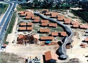 Vista aérea da Aldeia SOS do Amazonas, Manaus, 1994, Arquiteto Severiano Porto