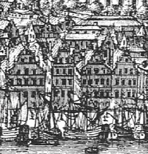 Vista de Estocolmo, Suécia, em 1693<br />Gravura de W. Swidde
