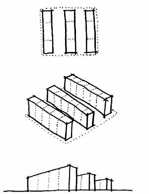 Figura 4 – Quadra com edifícios laminares paralelos 