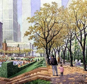 Concurso para reconstrução do local do World Trade Center, Peterson/Littenberg Architecture and Urban Design [Lower Manhattan Development Corporation]