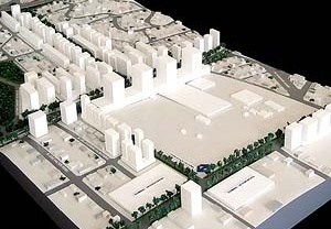 Operação Urbana Vila Sônia. Plano-Referência de Intervenção e Ordenação Urbanística. Pólo Vila Sônia: maquete de conjunto