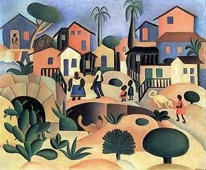 Morro da favela, óleo sobre tela, 64 x 76 cm, coleção Sérgio Fadel, Rio de Janeiro. Tarsila do Amaral, 1924 [AMARAL, Aracy (org). Tarsila do Amaral. Buenos Aires, Fundação Finambrás, 2000]