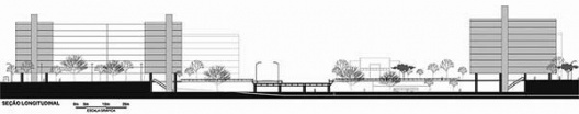 Operação Urbana Diagonal Sul. Plano-Referência de Intervenção e Ordenação Urbanística. Pólo transposição Concórdia: seção longitudinal eixo leste/oeste<br />Imagem do arquivo de SEMPLA/PMSP