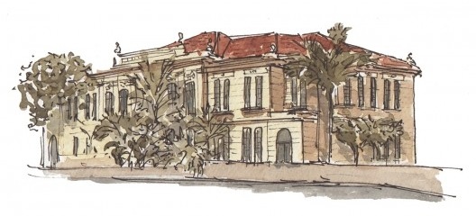 Escola Estadual Rodrigues Alves. Desenho de Fernanda Grimberg Vaz de Campos.