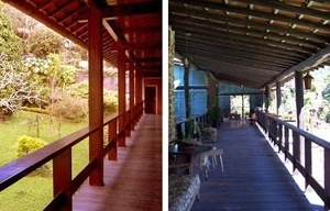 À esquerda, Casa do Alto, varanda, Rio de Janeiro, 1984-86; à direita, Casa Accioly, varanda, Petrópolis, 1949-1951<br />Fotos Marcia Poppe, 2003