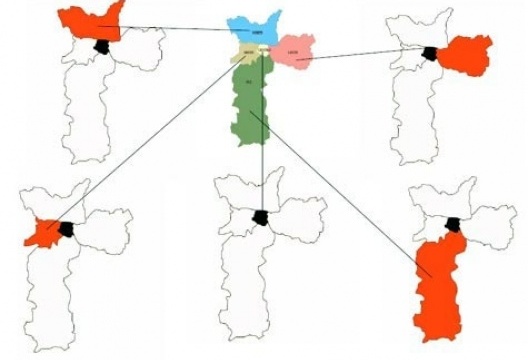 A calçada paulistana foi inspirada no desenho da cidade de São Paulo e suas principais divisões regionais