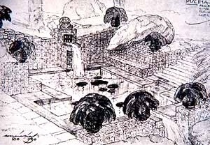 F igura 3 – Fernando Correia Dias. Piscina decorada com cerâmicas “marajoaras”. Casa de Guilherme Guinle (1930). Rio de Janeiro (Brasil).