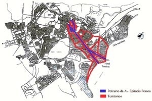 Percurso da Avenida Epitácio Pessoa e espaços territoriais