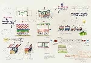 Carrinho de balas e doces, mobiliário desenhado por Lina Bo Bardi, SESC Pompéia, 1985